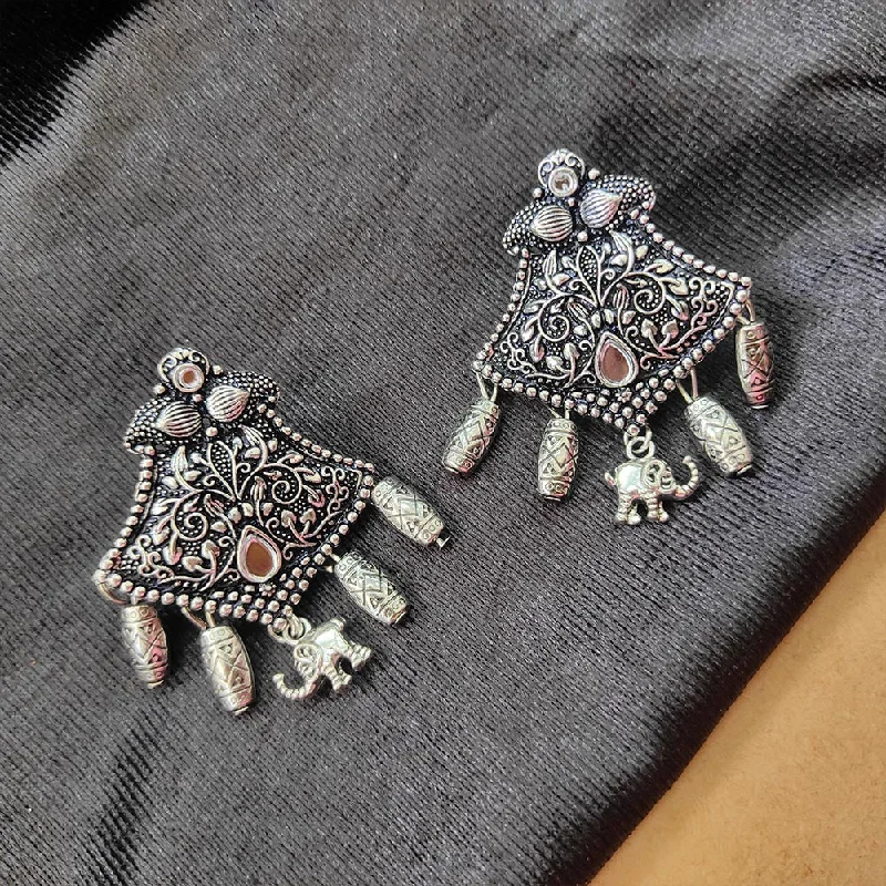 women’s vintage diamond earrings-Darshana Jewels Oxidised  Plated Dangler Earrings