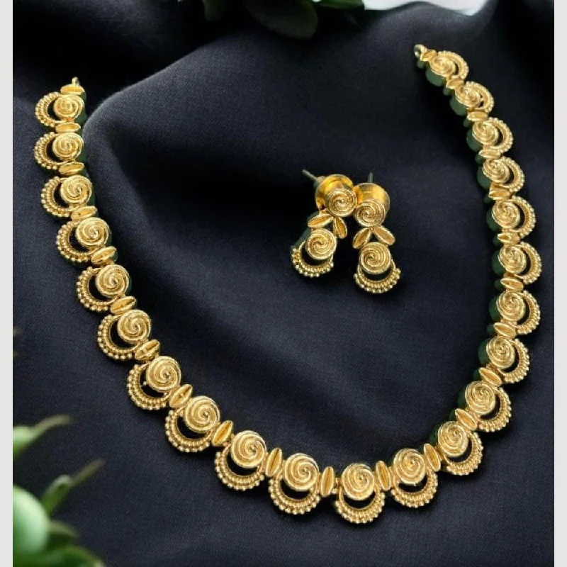 women’s vintage gemstone necklace-Sona Creation Gold Plated Necklace Set