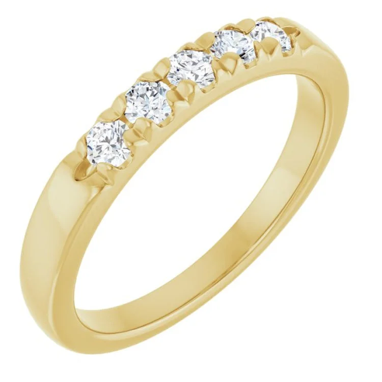 women’s vintage silver ring-14K Yellow 1/3 CTW Lab-Grown Diamond  French-Set Anniversary Band