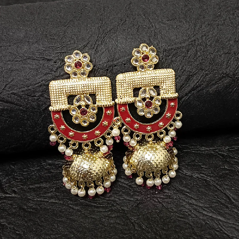 women’s vintage earrings for women-Darshana Jewels Gold Plated Meenakari Jhumki Earrings