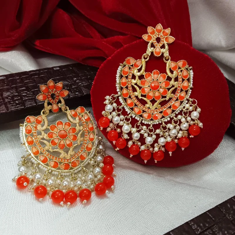 women’s hoop gold earrings-Darshana Jewels Meenaakri & Beads Gold Plated Dangler Earrings