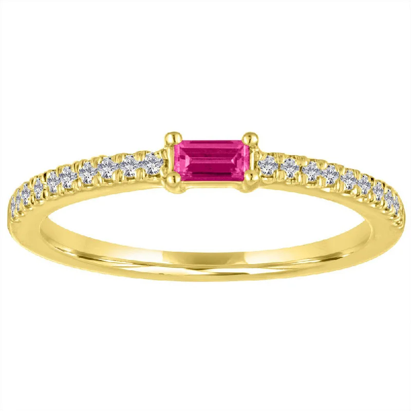 women’s wedding engagement ring-My Story "The Julia" Baguette Ruby Diamond Ring