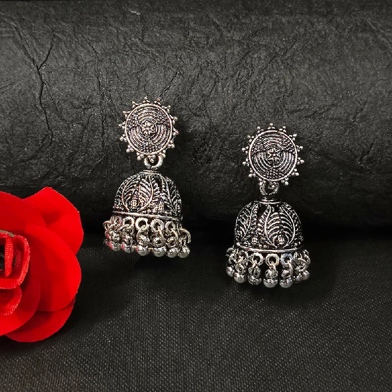 women’s sapphire earrings-Darshana Jewels Oxidised Plated Jhumki Earrings