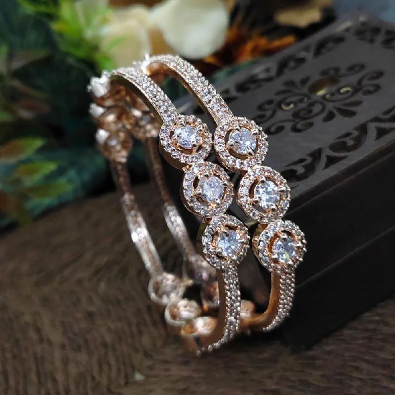 women’s gold bracelet-Aamrapali Rose Gold Plated AD Bangle